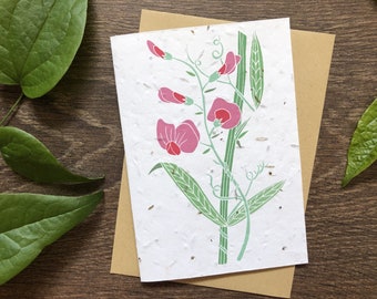 Sweet Pea Plantable Wildflower Seed Card: April Birth Flower, Mother's Day