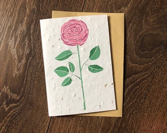 Valentines Day Plantable Rose Design Wildflower Seed Card – Birthday, Thank You, Anniversary