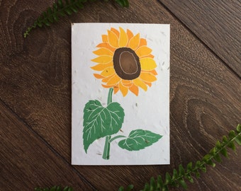 Sunflower design Seed Paper Card: Plantable Wildflower Garden Gift