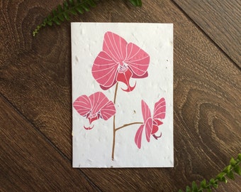 Plantable Wildflower Seed Card: Lipperose Moth Orchid Design Anniversary Card
