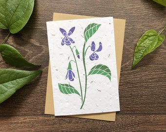 Violet February Birth Flower Plantable Seed Card - Valentines Card