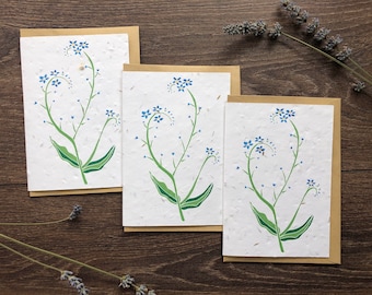 Plantable Forget-Me-Not Wildflower Seed Cards: Sympathy Gift, Gift for Gardeners (Set of 3)