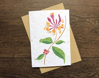 Honeysuckle Flower Plantable Wildflower Birthday Card