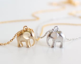 Tiny Elephant Necklace, Gold/Silver Baby Elephant, Symbolic Charm, Wisdom, Layering Necklace, Wedding, Bridesmaid Gift