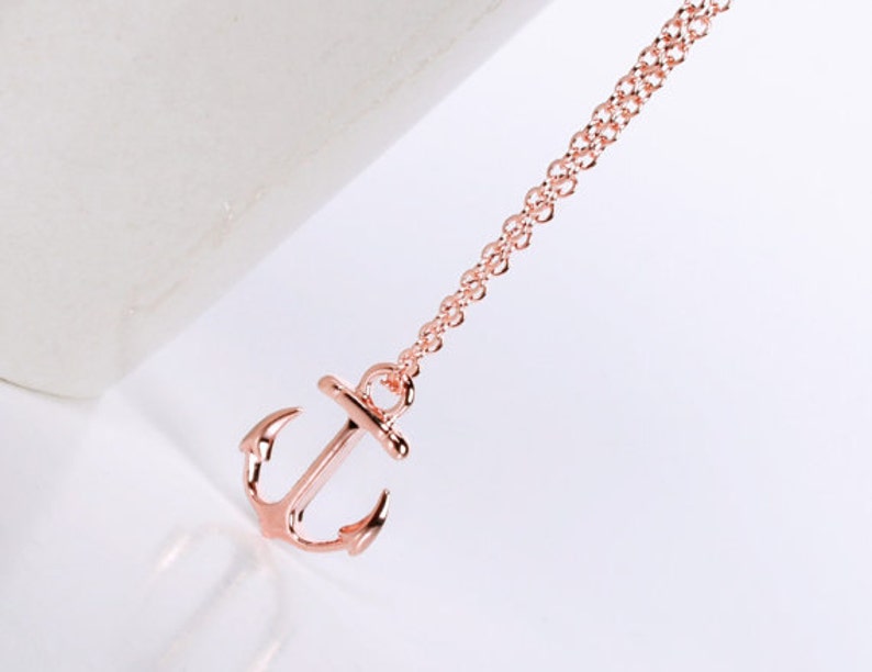 Rose gold anchor necklace Outlet