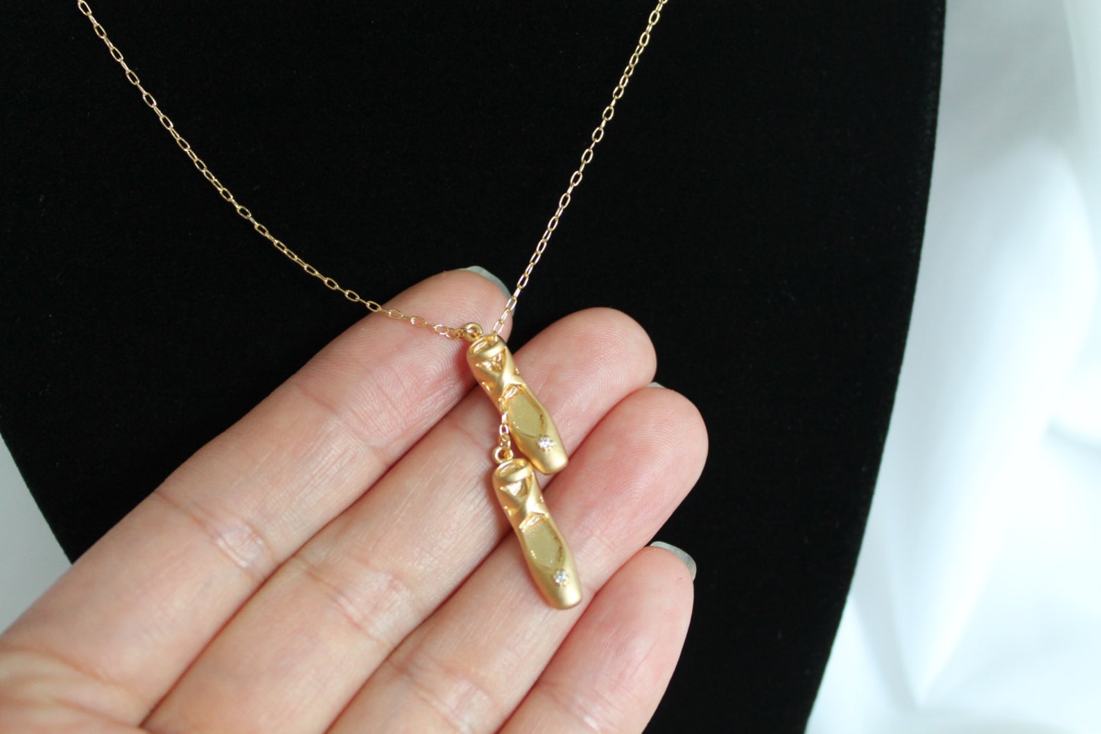pair of ballet shoes necklace, 14k gold filled chain or .925 sterling silver chain, gold dance shoes or silver dance shoes