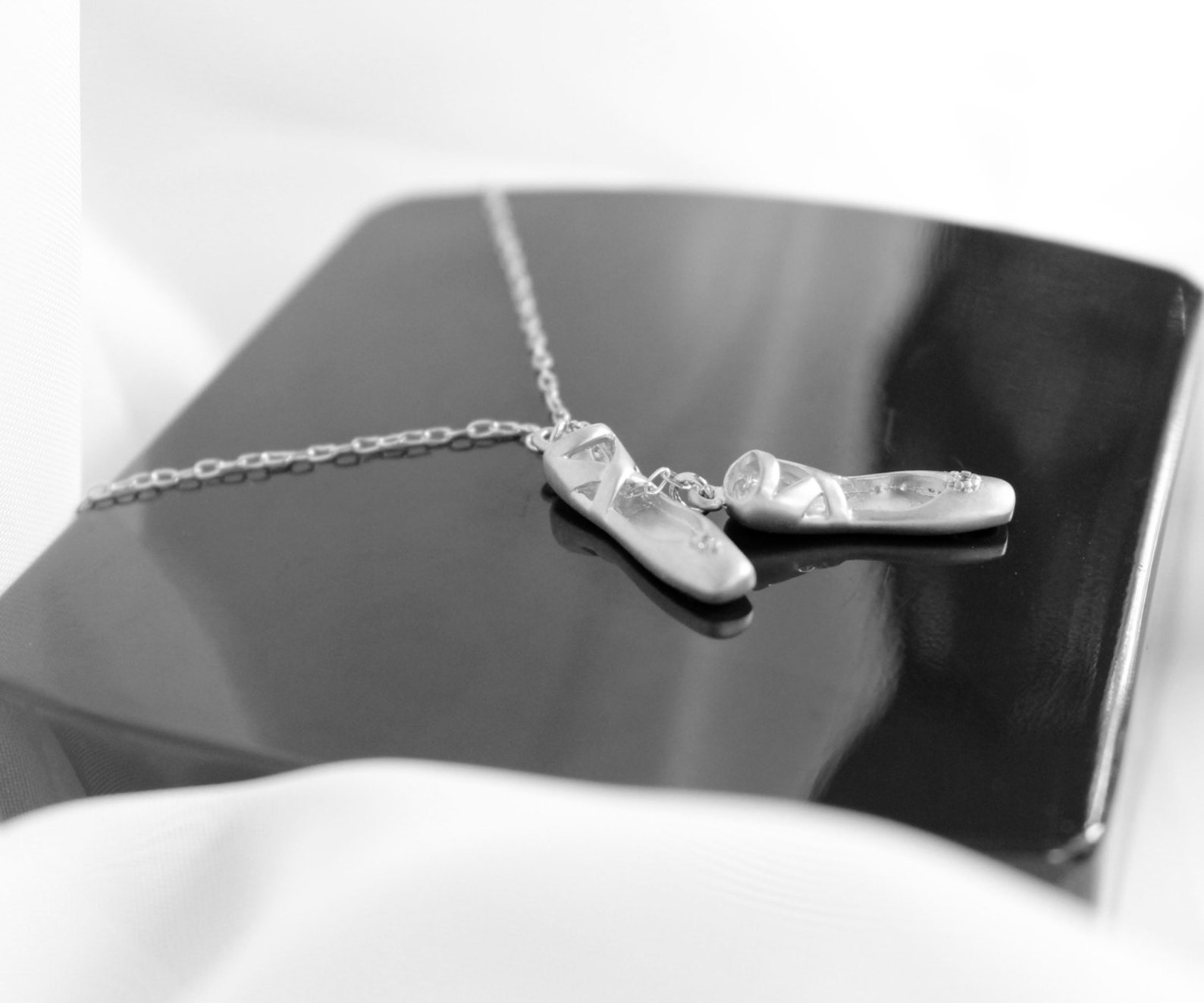 pair of ballet shoes necklace, 14k gold filled chain or .925 sterling silver chain, gold dance shoes or silver dance shoes