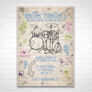 Drummer Birthday Party Invitation