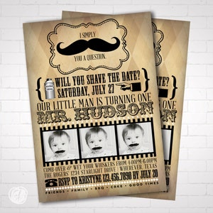 Mr. Mustache Photo Birthday Invitation