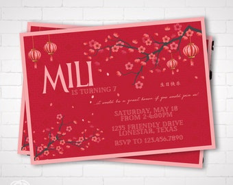 Mulan Oriental Birthday Invitation