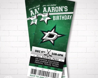 Dallas Stars Hockey Ticket Birthday Invitation