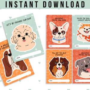 Filhotes de cachorro para impressão • Cartões de dia dos namorados para cães • Dia dos namorados para impressão • Dia dos namorados • Dia dos namorados para sala de aula infantil • DOWNLOAD INSTANTÂNEO