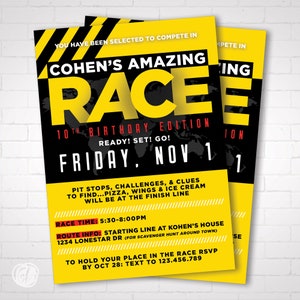 Amazing Race Birthday Invitation