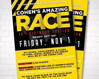 Amazing Race Birthday Invitation