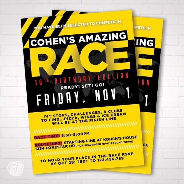 Amazing Race Birthday Invitation (Digital Download)