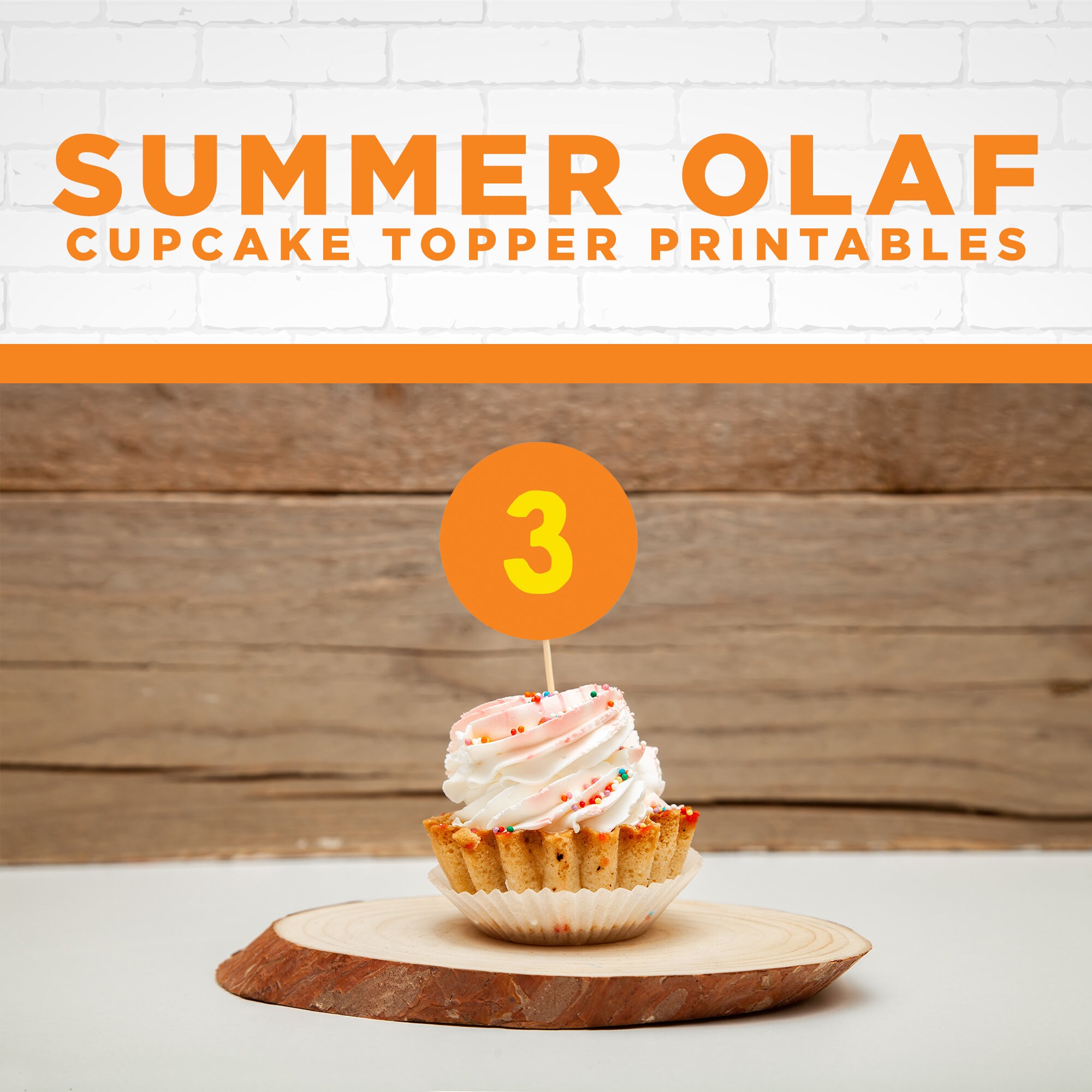 olaf in summer cupcake topper printables snowman party etsy