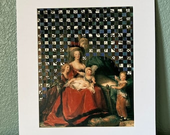 Marie Antoinette und Kinder, Papierweberei, Originalkunst, 8x10 Zoll, handgefertigt