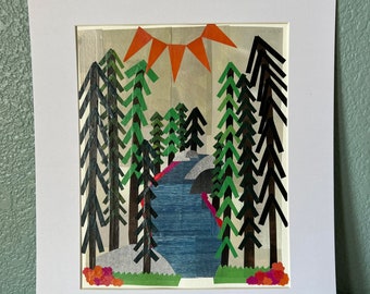 Woods Collage, Papiercollage, Originalkunst, 8x10 Zoll, handgefertigt