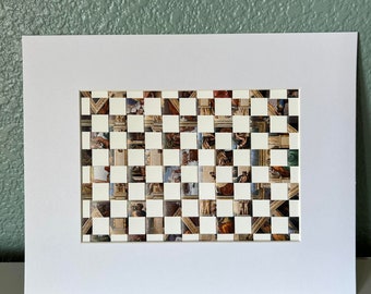 Large Checkered Sistine Chapel Paper Weaving, Paper Weaving, Original Art, 5x7 Inches, Handmade