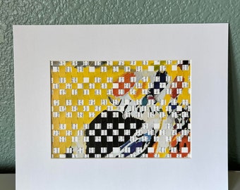Mit Kandinsky-Kunst gewebtes Papier, Papierweberei, Originalkunst, 5 x 7 Zoll, handgefertigt