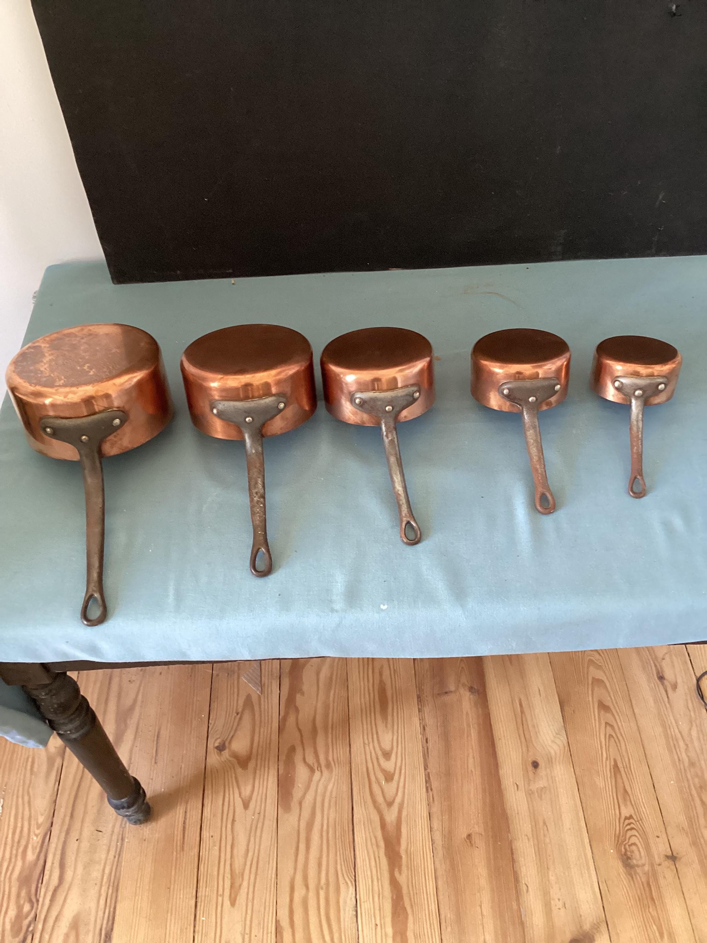 French Vintage Copper Pan Set