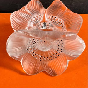 Lalique Anenome Candle Holder Signed