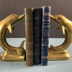 Vintage Dolphin Brass Bookends