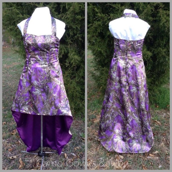 Purple Camo Dress Hi Lo A Line Dress With Contrast Lining Etsy
