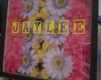 3D Flower Collage Shadow Box with Custom Name/Message