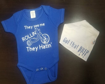 Rap Theme Baby Onesie + Drool Bib set