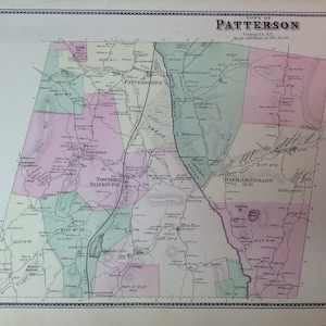 1867 Plan of Patterson (Haviland Hollow, Putnam County - 17x14) Extremely rare New York hand colored town map w/ strong colors and detail.