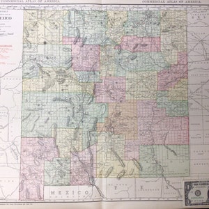 1915 XL Antique Map of New Mexico (Albuquerque, Santa Fe, Roswell) - (Commercial size) (28x20.5) map with nice color and fine detail.