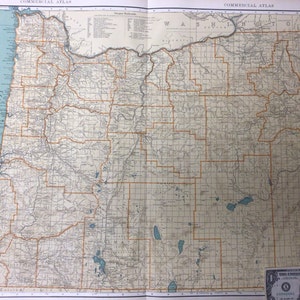 1931 Antique Map of Oregon (Portland, Salem, Eugene)-XL (Commercial size-28x20.5) map of w/ nice Tan color and fine detail