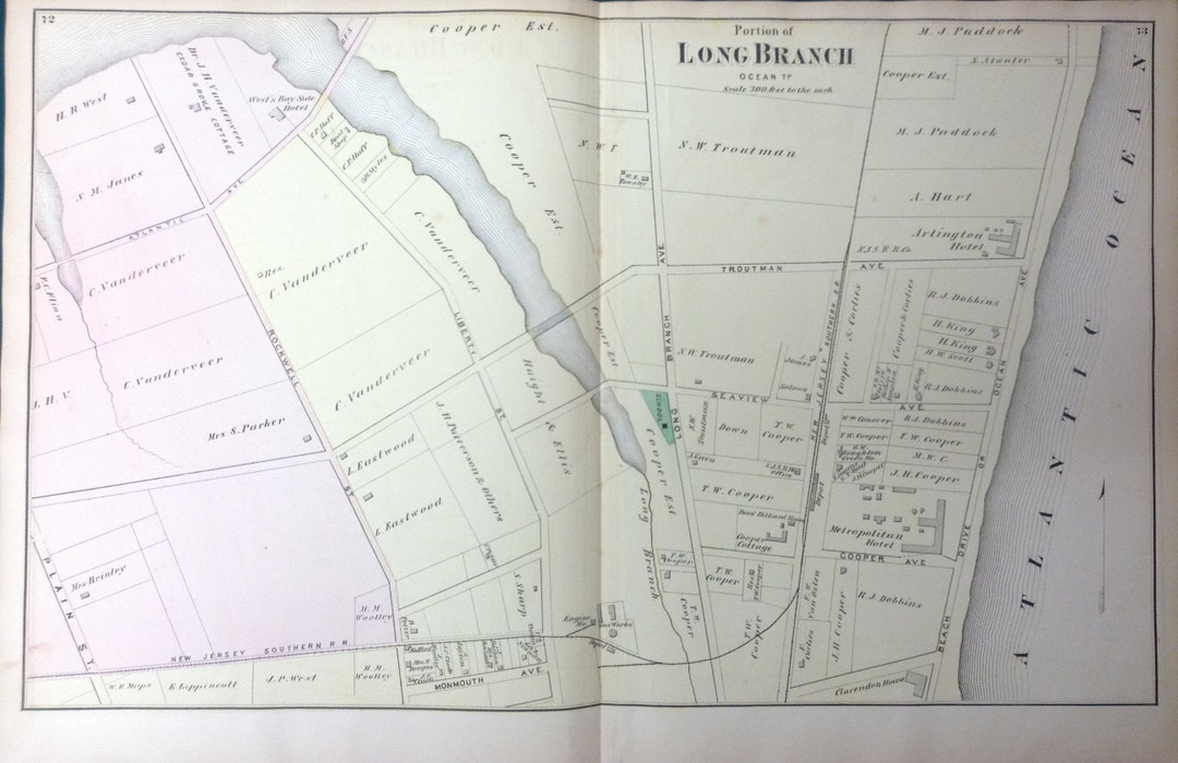 1873 Plan of Long Branch NJ train Station Ocean Etsy