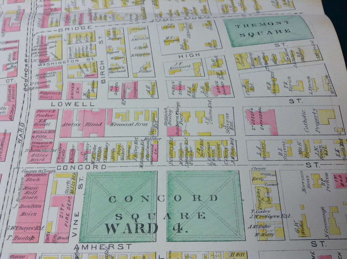 1892 Manchester New Hampshire Street Mapwards 15 and 7 Etsy