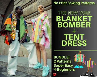 BUNDLE: Oversize Spring / Summer Jacket & Dress Sewing Kit | Customizable PDF Pattern Guide for Beginners