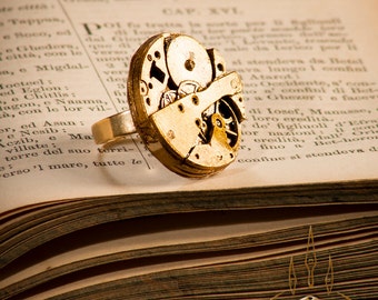Antiqued Brass Steampunk Ring, Adjustable