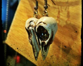 Pair of Steampunk Earrings &quot;Crow&quot;, cm 3.5