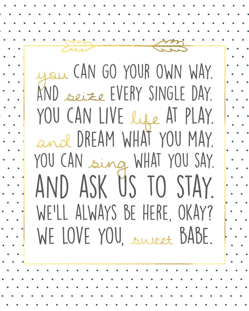 You Can Go Your Own Way 8x10 Printable Nursery Art Etsy