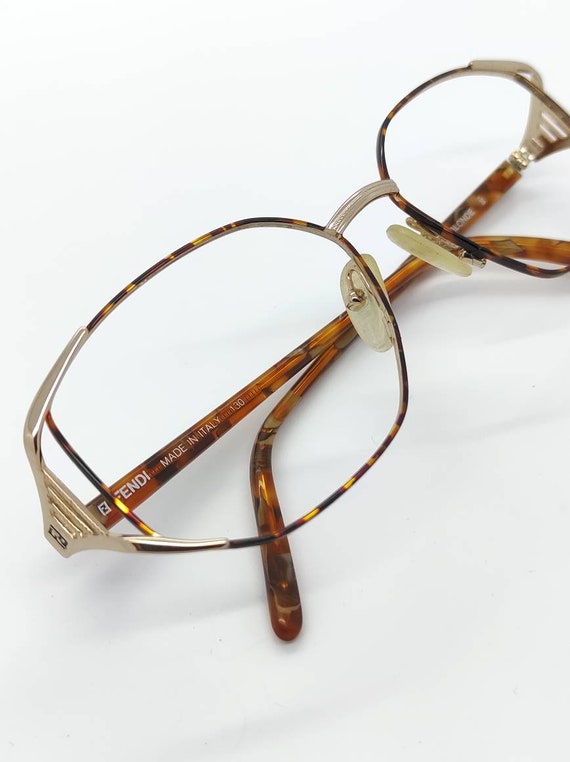 Vintage Fendi Blonde Tortoise Gold Eyeglass Frame… - image 6