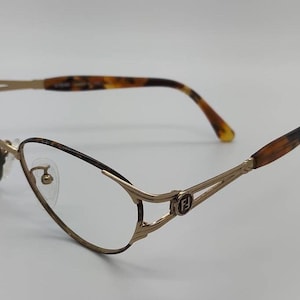 Vintage Fendi Gold Plated Tortoise Eyeglass Frames Mod F39 NO LENSES