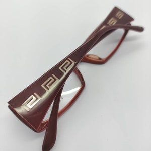 Vintage New Old Stock Versace Burgundy Gold Eyeglass Frames Mod 3105 DEMO LENSES image 1