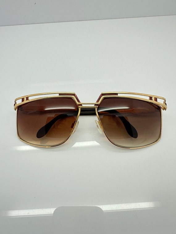 Vintage Cazal Gold Burgundy Sunglasses Mod 957