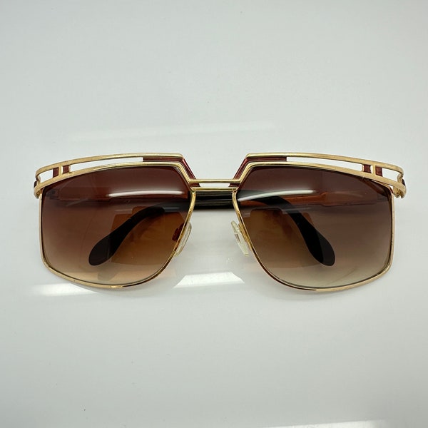 Vintage Cazal Gold Burgundy Sunglasses Mod 957