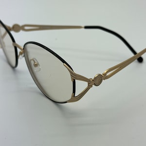 Vintage Fendi Gold Plated Black Rim Eyeglass Frames Mod F31 RX LENSES