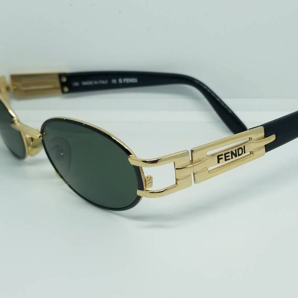 Vintage Fendi Black Gold Sunglasses With Original Case Mod. FS 205