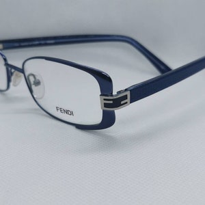 Vintage New Old Stock Fendi Blue Monogram Eyeglass Frames Mod F944 DEMO LENSES