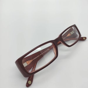 Vintage New Old Stock Versace Burgundy Gold Eyeglass Frames Mod 3105 DEMO LENSES image 6