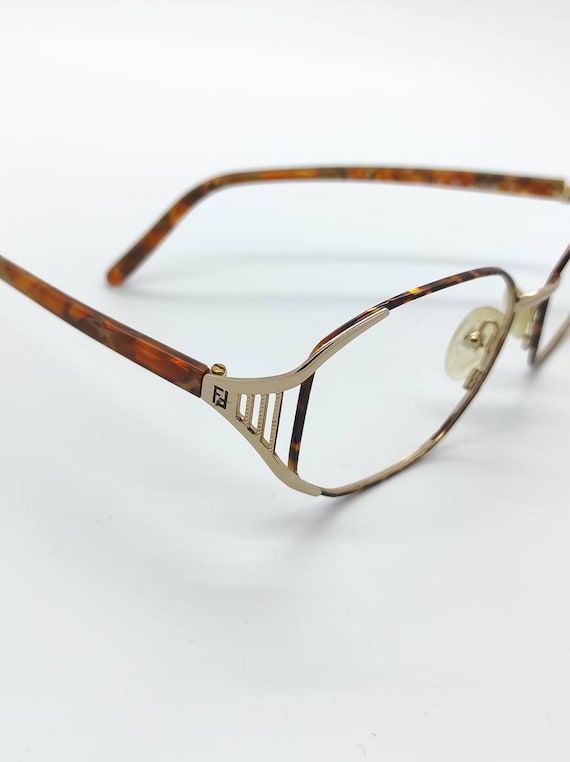 Vintage Fendi Blonde Tortoise Gold Eyeglass Frame… - image 1