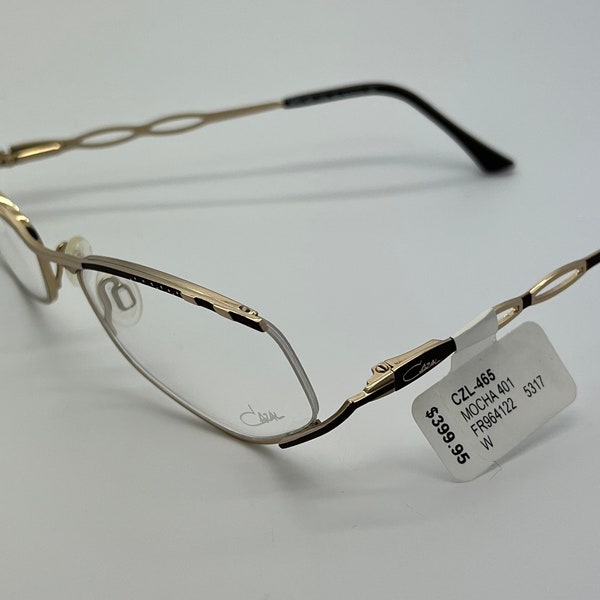 Vintage New Old Stock Cazal Semi Rimless Gold Eyeglass Frames Mod 465 DEMO LENSES